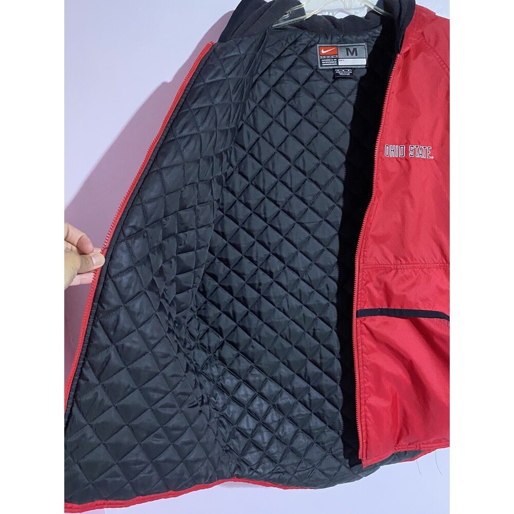 Nike Ohio State Buckeyes Jacket M Red Hooded Pullover‎ Windbreaker Quilted Lined - Picture 12 of 16